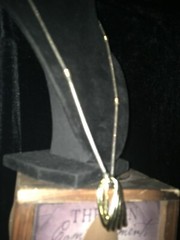 Vintage 1.5 Open Work Gold Tone Modern Slide Pendant 24″ Smooth Chain Necklace