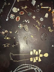 Untested Mixed Jewelry Lot, Vintage, Earrings, Necklaces, Rings, Cufflinks, More