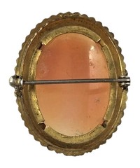 Vintage Gold Filled Shell Cameo Brooch – Carved Lady Portrait Pin