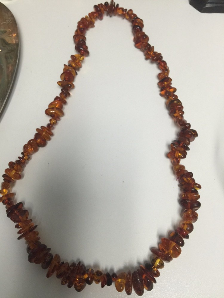 Antique Butterscotch Egg Yolk Baltic Amber Necklace with inclusions 81g