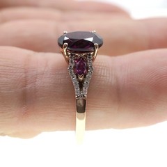 10k Solid Rose Gold 1.50ct Natural Purple Garnet and White Topaz Ring Size 7.75