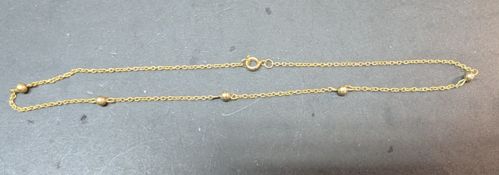 Vintage Necklace Gold Tone Chain Bead Inserts Spring Ring 15 Inch