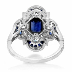 Art Deco Style Sapphire Lab Created Diamond Women’s Engagement 925 Silver Ring