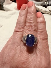 Vtg 925SterSilver By SAM Sz12-8g. Tanzanite&Topaz Ring!