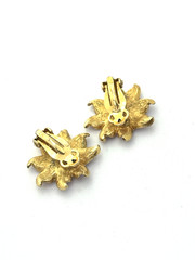 Vintage pink enamel flower earrings gold-tone clip on Garden Party Coquette