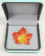 Leaf Brooch Pin, Maple Leaf brooch, rhinestone brooch, Autumn Fall brooch