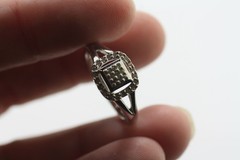 Sterling Silver 925 signed SUN Pave Diamond clear Cocktail Band Ring Size 6 3/4