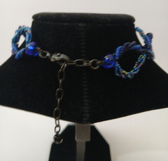 Vintage Czech Republic Choker Necklace Blue Beads Infinity 90s Y2K
