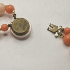Vintage Beaded Choker Necklace Orange And Ivory Beads Estate Find
