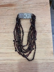 vintage necklace women garnet beads and sterling silver clasp
