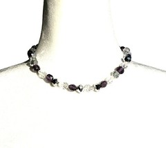 Vintage Austrian Crystal Purple Silver Clear Faceted Sparkling Collar Necklace