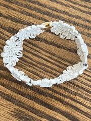 TRIFARI Floral Bracelet Gold Tone White Enamel Modernist Nature Botanical Garden