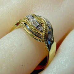 ORIGINAL DAMIANI Vintage DIAMOND Ring Deco Style SOLID 18K GOLD Real Statement
