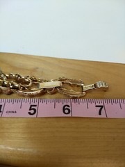 Vintage Barclay Costume Gold Tone Clear Rhinestone Round Link Bracelet Old Money