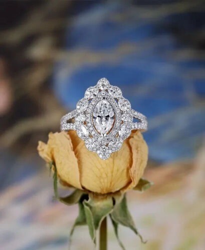 2.10 Ct White Diamond Art Deco Vintage Engagement Ring 925 Sterling Silver