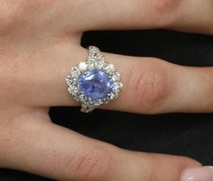 Rare 4.71ct GIA Ceylon No Heat Sapphire & 1.32ct Diamond Platinum Ring Size 6.25