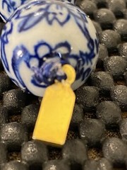 Vintage Chinese Export Blue White Large Porcelain Beaded Necklace Filigree Clasp
