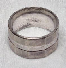 Vintage DGS Turkey 925 Silver Decagon design Band Ring, size 9.75