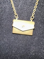 Necklace Brass Chain With Tiny Brass Purse