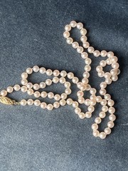 Long 25” 6mm Cultured Pearl Strand High Quality 14kt Lock Perfectly Matched OLD