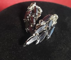 Vintage Juliana D&E Hematite Navette Rhinestone Necklace Earring Set Demi Parure