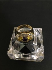 Ladies Vintage 925 Sterling Silver Gold-Tone Multi-Stone Ring – Size 10