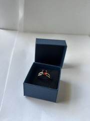 Vintage Red Cubic Zirconia Ring Gold Plated Womens Size 7