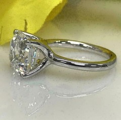 4.5Ct Asscher Cut Lab Created Diamond Engagement Gift 14K White Gold Finish Ring
