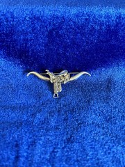 Vintage Estate Sterling Silver Texas Longhorn & Saddle Beau Brooch Rare !