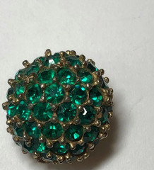 VTG JOSEPH MAZER JOMAZ rhinestone Green SINGLE Earring CLIP-ON SIGNED
