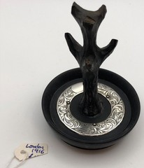 Ring Tree Edwardian English Ebony & Sterling; Ca 1916 Hallmark- No Monogram