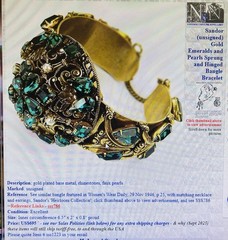 Sandor Amethyst Marquise Rhinestone & Pearls Ornate Sprung & Hinged Bracelet
