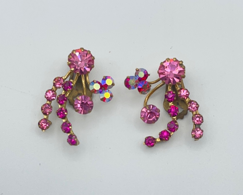 Pink Vintage Jewelry Earrings Made Austria Stamped