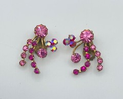 Pink Vintage Jewelry Earrings Made Austria Stamped