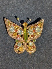 Juliana Delizza & Elster D&E Rhinestone Butterfly Brooch Pin Book Piece Autumn