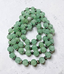 VTG Green Aventurine silver spacers layering endless necklace 32″
