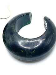 Bakelite Creamed Spinach Green Chunky Hoop Earrings Unusual Rare Vintage