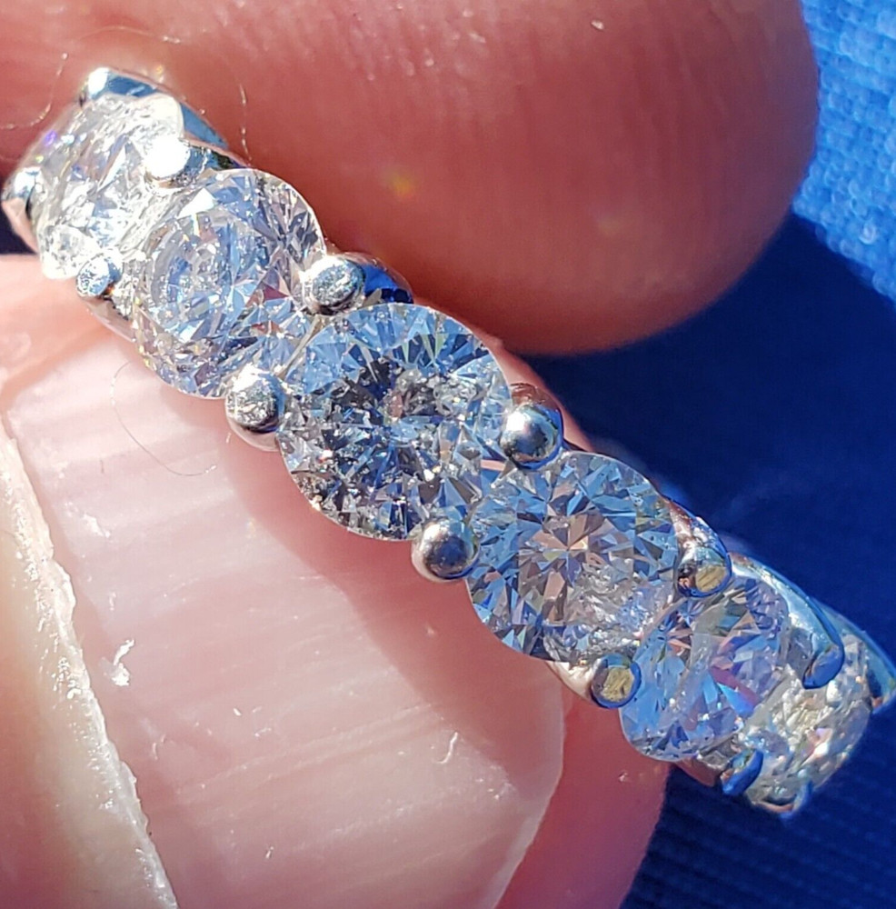 EARTH MINED DIAMOND 5 CARAT Deco Wedding BAND PLATINUM Eternity Anniversary RING