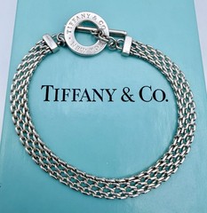 VINTAGE TIFFANY & CO. NY STERLING SILVER SOMERSET MESH ROUND TOGGLE BRACELET 8″