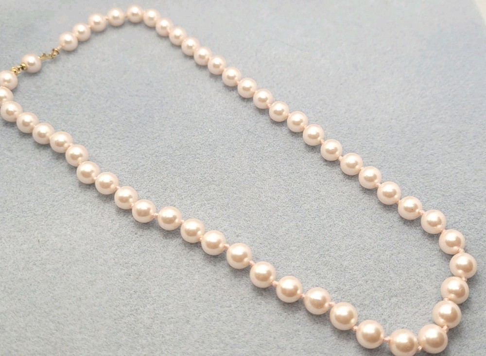 Vintage light pink Faux Glass Beads 18in.