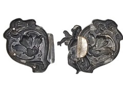 Antique Art Nouveau Angel Cherub Fairy w/ Flowers Belt Buckle