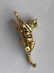 Vintage Gold Tiger With Jewels Brooch 4.5 cm