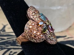 Aunt Nadiene’s Thai Rose Gold Vermeil, Sapphire and Tourmaline Gems Ring Voodoo
