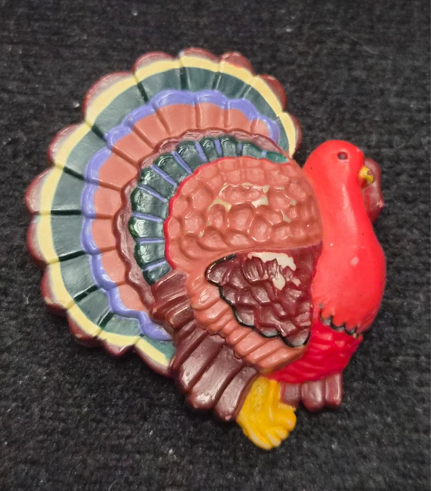 Vintage 1980’s Hallmark Cards Autumn Fall – Thanksgiving Tom Turkey Pin / Brooch