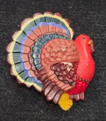 Vintage 1980’s Hallmark Cards Autumn Fall – Thanksgiving Tom Turkey Pin / Brooch