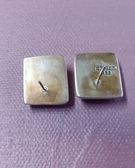 Vintage Sterling Silver 925 Mexico Geometric Square Stud Earrings 1/2″ Modernist