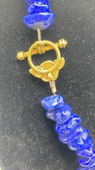 Vintage Lapis Stone nuggets Beaded Necklace W/ Triangle pendant & Brooch