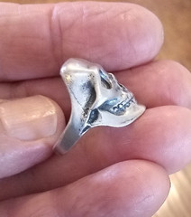 Vintage Sterling Silver Skull Ring Size 8.5 Nice Design- Read