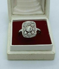 MAGNIFICENT CIRCA VINTAGE RING 2.26 CT SIMULATED DIAMOND 14K WHITE GOLD PLATED