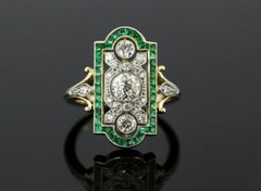 1.85Ct White Round CZ Vintage Art Deco Ring In 14K Yellow Gold Plated 925 Silver